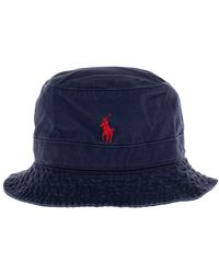 Polo Ralph Lauren Cappello bucket in jersey con logo - Blu