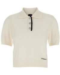 Pinko - Polo Shirt With Logo Patch On The Front And Ribbed Details - Lyst