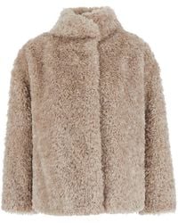 Herno - Faux Fur Coat With Pockets And High Collar - Lyst