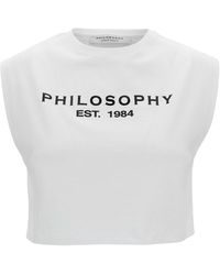 Philosophy Di Lorenzo Serafini - T-Shirt Crop Con Stampa Logo Sul Fronte - Lyst