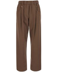Brunello Cucinelli - Pants With Elasticated Waist And Monile On Th - Lyst