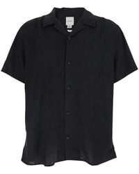 Calvin Klein - Shirt Ss Camp Collar Linen - Lyst