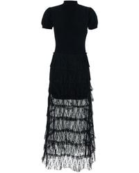 Twinset - Long Dress With High Neck And Semi-Transparent Skirt In - Lyst