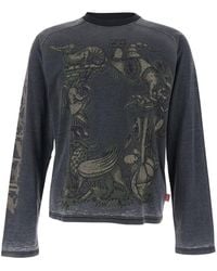 DIESEL - Crew Neck T-Shirt With Long Sleeves And Front Print - Lyst