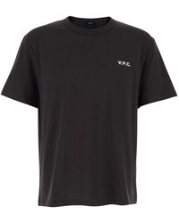 A.P.C. - Crew Neck T-Shirt With Logo On The Front - Lyst