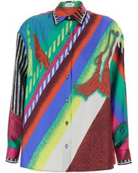 Versace - Shirt With Classic Collar And All-Over Print - Lyst