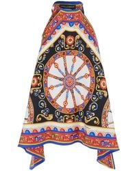 Dolce & Gabbana - Dolce & Gabbana Sleeveless Top With Halterneck And All-Over Carretto Motif - Lyst