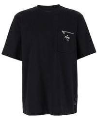 Fendi - Crewneck T-Shirt With Logo Print On The Front - Lyst