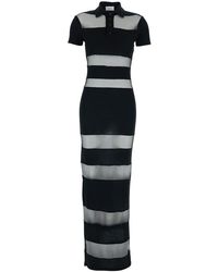 Coperni - Long Dress With Logo Embroidery On The Front And All-Over Striped Motif - Lyst