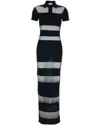 Coperni - Long Dress With Logo Embroidery On The Front And All-Over Striped Motif - Lyst