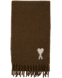 Ami Paris - Sciarpa Con Ricamo Adc Sul Fronte E Orlo Sfrangiato - Lyst