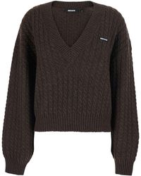 ROTATE BIRGER CHRISTENSEN - Sweater With V-Neck And Cable Knit - Lyst