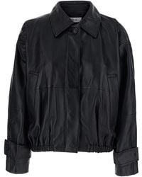 Rohe - Leather Blouson Jacket With Collar And Long Sleeves, 100% Lamb Le - Lyst