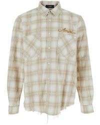 Amiri - Camicia Con Motivo A Quadri E Logo Lettering Sul Fronte E Retro - Lyst