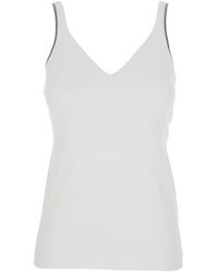 Brunello Cucinelli - V-Neck Top With Side Monile Detail - Lyst