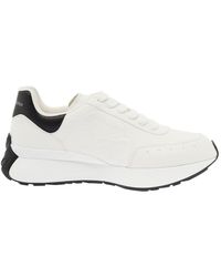 Alexander McQueen Sprint Runner Leather Sneakers in White/Black 