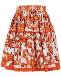 Dolce & Gabbana - Short Skirt Majolica Print Cotton - Lyst