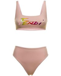 Fendi Woman's Stretch Fabric Bikini - Pink