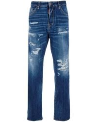 DSquared² - '642' Jeans With All-Over Ripped Details And Logo Patch On The Rear - Lyst