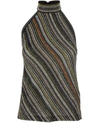 Missoni - Top Con Scollo All'Americana E Paillettes A Righe - Lyst