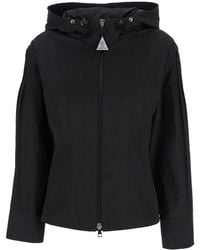 Moncler - 'Pau' Jacket With Fixed Hood And Logo Patch On The Sleeve - Lyst