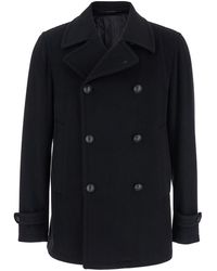 Tagliatore - Double-Breasted Coat With Wide Notched Revers - Lyst