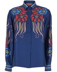 La DoubleJ - Silk Shirt With Classic Collar And All-Over Prin - Lyst