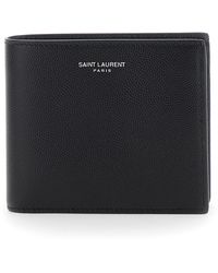 Saint Laurent - Bi-Fold Wallet With Logo Lettering On The Front - Lyst
