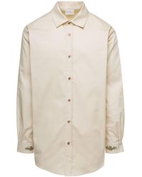 Drole de Monsieur - Shirt With Drôle Fleurie Embroidery On Cuffs - Lyst