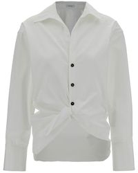 Ferragamo - White Shirt With Knot Detail In Cotton Woman - Lyst