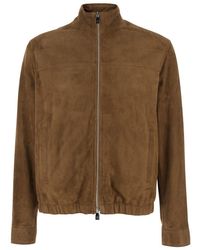 Jacob Cohen - Suede Jacket With High Collar And Zip Closure For Me - Lyst