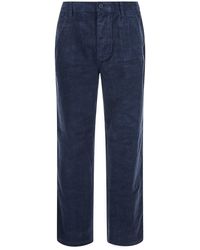 Calvin Klein - Velvet Pants With Pockets And Straight Hems - Lyst