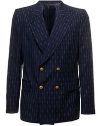 Gucci - Printed Wool Double-Breasted Blazer - Lyst
