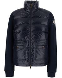 Moncler - High-Neck Cardigan With Logo Patch On The Sleeve And Padd - Lyst