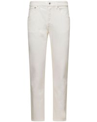 KENZO - White 5-pocket Slim Jeans With Logo Patch In Stretch Cotton Denim Man - Lyst