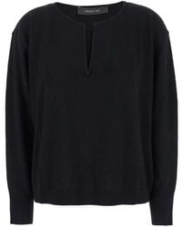 FEDERICA TOSI - Crewneck Sweater With V Neck - Lyst