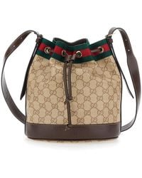Gucci - 'Venice' Crossbody Bag With Web Stripe And Drawstring Clos - Lyst