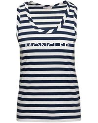 Moncler - And Sleeveless Striped Top With Logo Lettering - Lyst