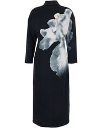 Alberta Ferretti - Abito Lungo Con Collo Alto E Stampa Floreale - Lyst