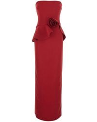 ROTATE BIRGER CHRISTENSEN - Long Flower Strapless Dress Recycled Polyester - Lyst