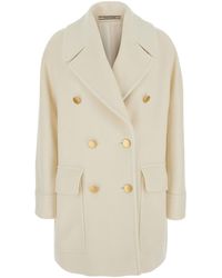 Tagliatore - Double-Breasted Short Coat With Wide Notched Revers - Lyst