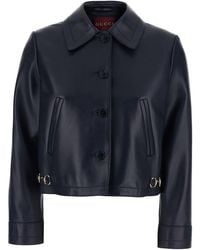 Gucci - Jacket With Classic Collar And Horsebit Plaque On The Waist - Lyst