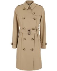 Burberry - 'Kensington' Double-Breasted Short Trench Coat With Waist Belt - Lyst