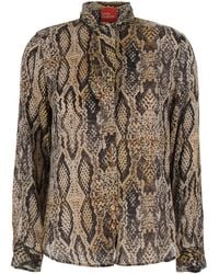 ..,merci - Shirt With Knotted Collar And Snake Print - Lyst