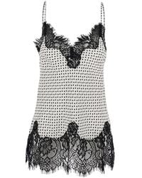 Gold Hawk - V-Neck Top With All-Over Print And Lace Details - Lyst