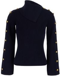 Elisabetta Franchi - Knit Sweater With High Collar And Long Sleeves - Lyst