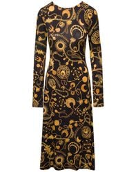 Marine Serre - Midi Dress With Graphic Print And Back-drawstring In Stretch Viscose Woman - Lyst