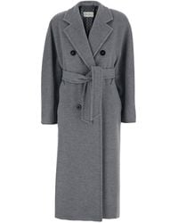 Max Mara - 'Madame' Double-Breasted Coat With Notched Revers And Front Belt - Lyst
