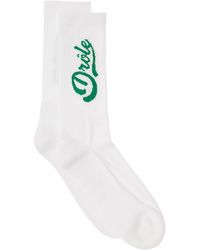 Drole de Monsieur - White Ribbed Socks With -colored Logo In Cotton Man - Lyst