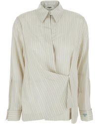 Fendi - Shirt With Point Collar And Asymmetrical Closure - Lyst